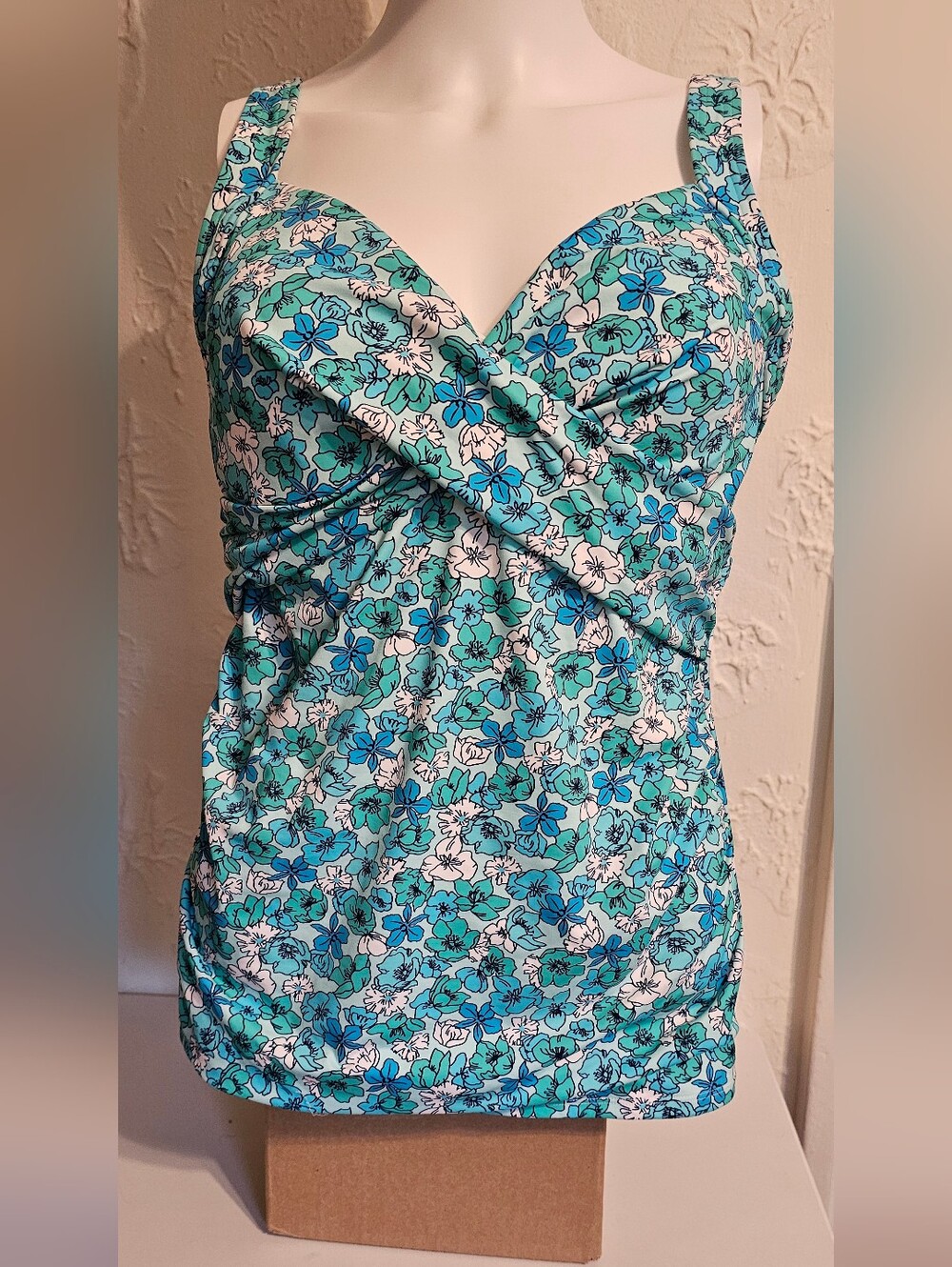 Lands' End Floral Women's Wrap  Tankini Swim Size 10